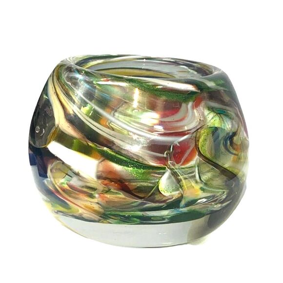 Murano Style Hand blown glass small vase Art glass Home Decor Paperweight